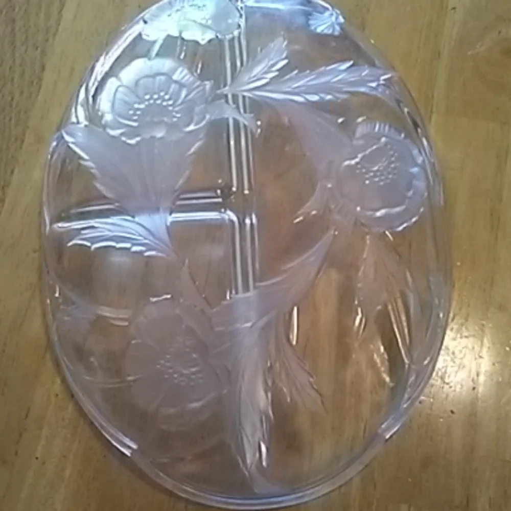 Crystal Floral Relish Tray Vintage EUC
